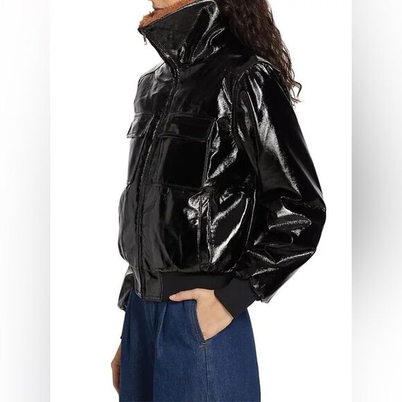 Mother Pilot Faux Patent Leather Jacket in Black, NWT, Size XL - Picture 9 of 14
